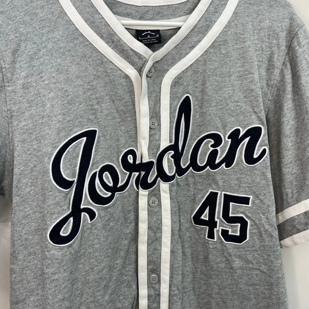 Nike Air Jordan IX 9 Barons vintage #45 y2k button embroidered baseball jersey L